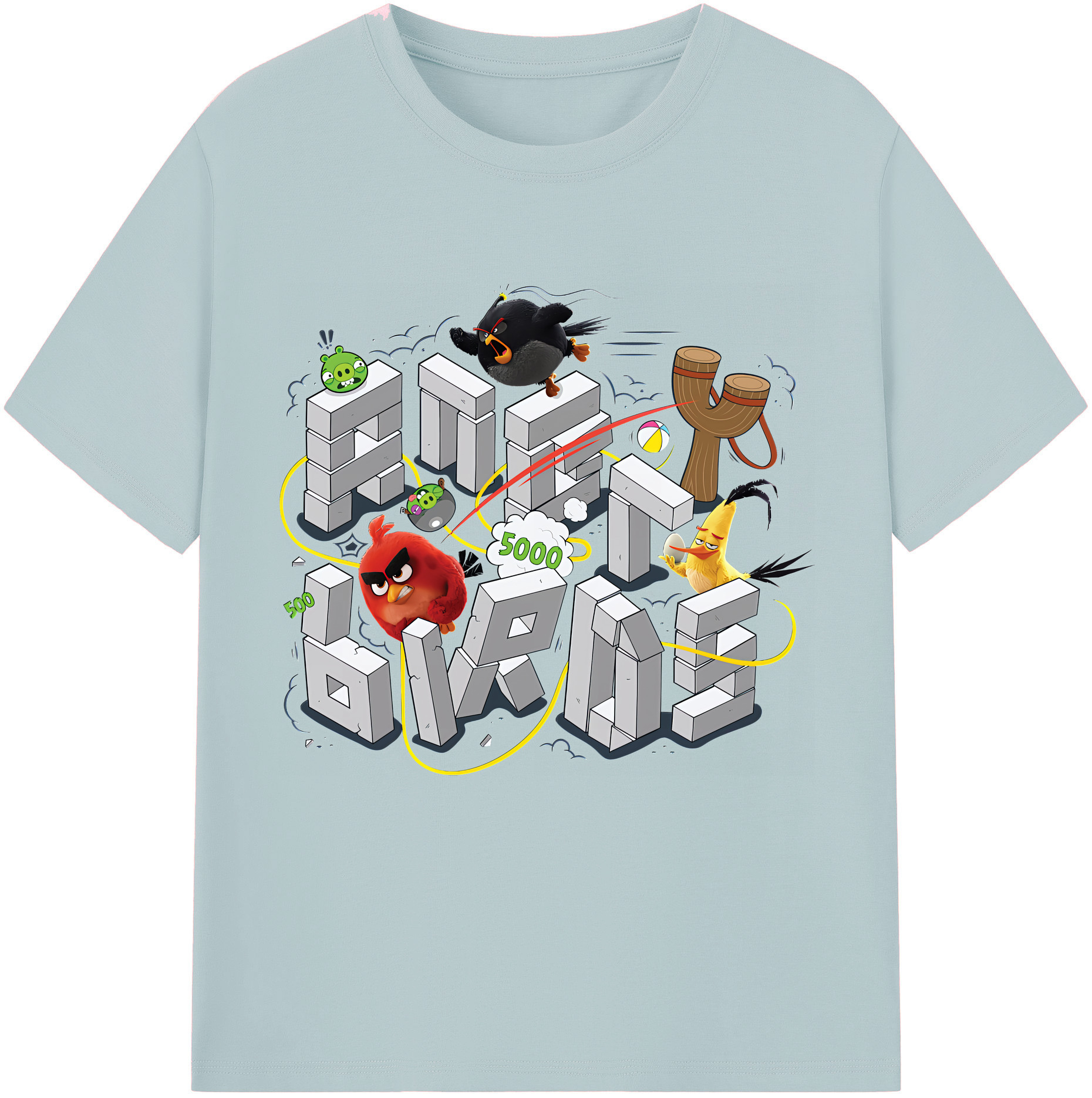 （画像用） Angry Birds アングリーバード 綿100％半袖Tシャツ（フロントプリント）